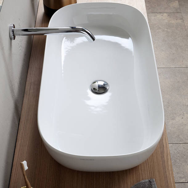 Scarabeo By Nameeks 16.5'' Glossy White Ceramic Rectangular Vessel Bathroom Sink with Overflow
